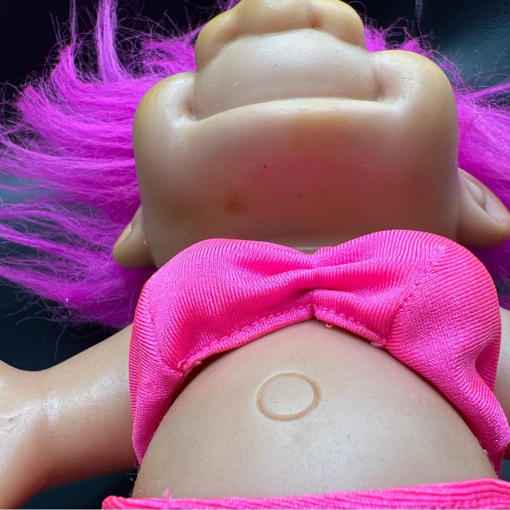 Vintage Russ Troll Doll Pink Hair Two Piece Swim Bathing Suit Pink Bikini - Picture 10 of 12